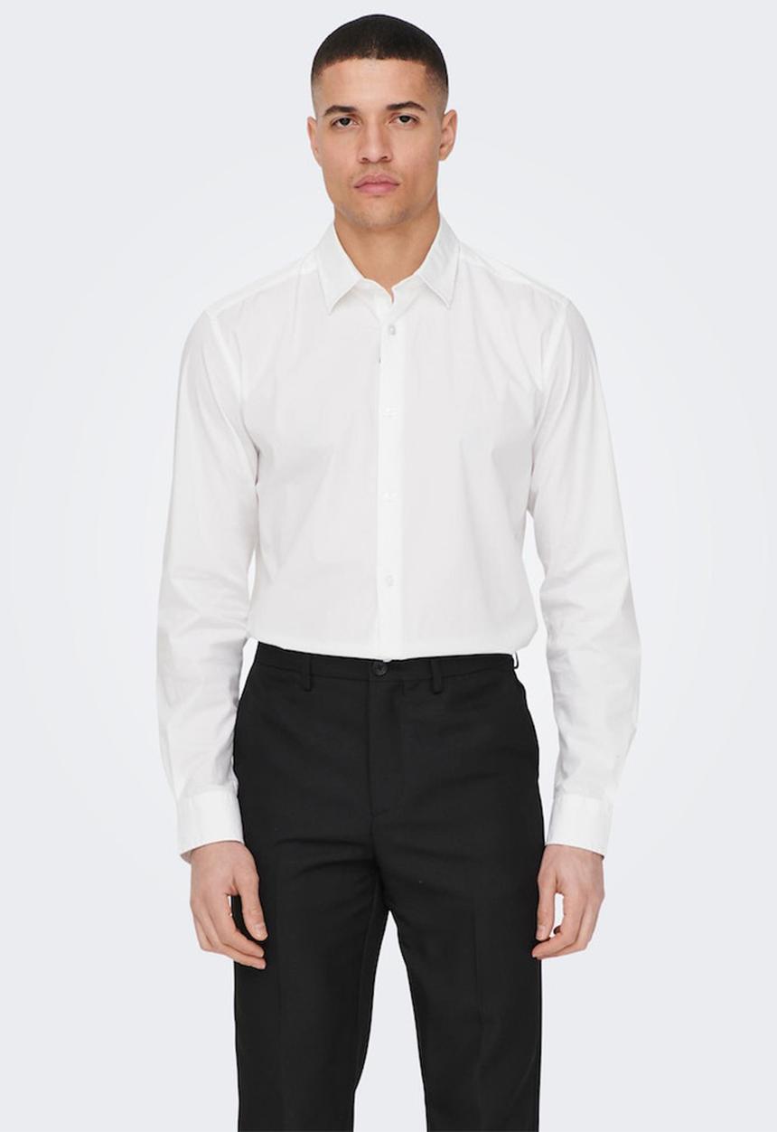 Only & Sons - Onsandy slim poplin shirt - white