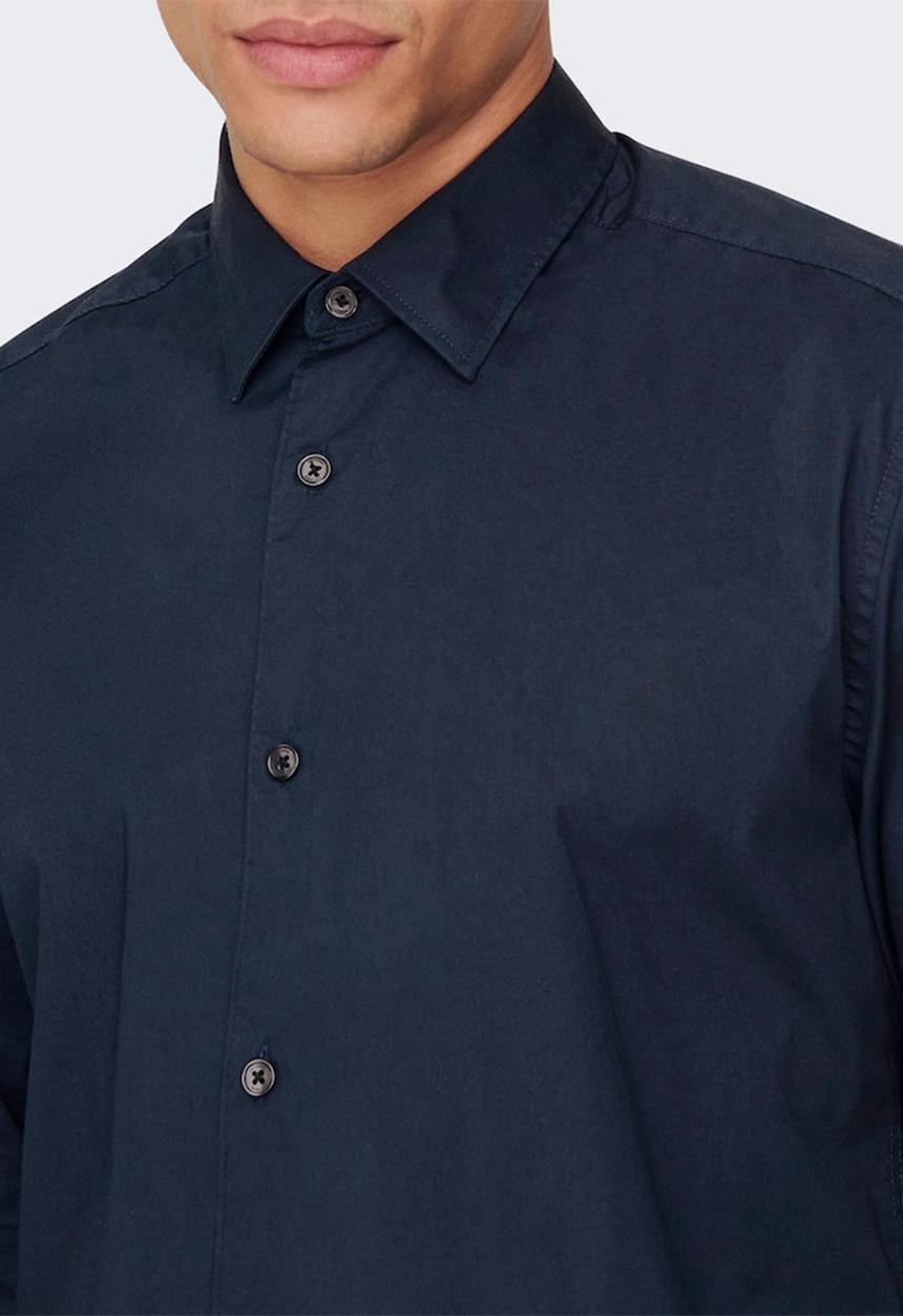 Only & Sons - Onsandy slim poplin shirt - dark navy