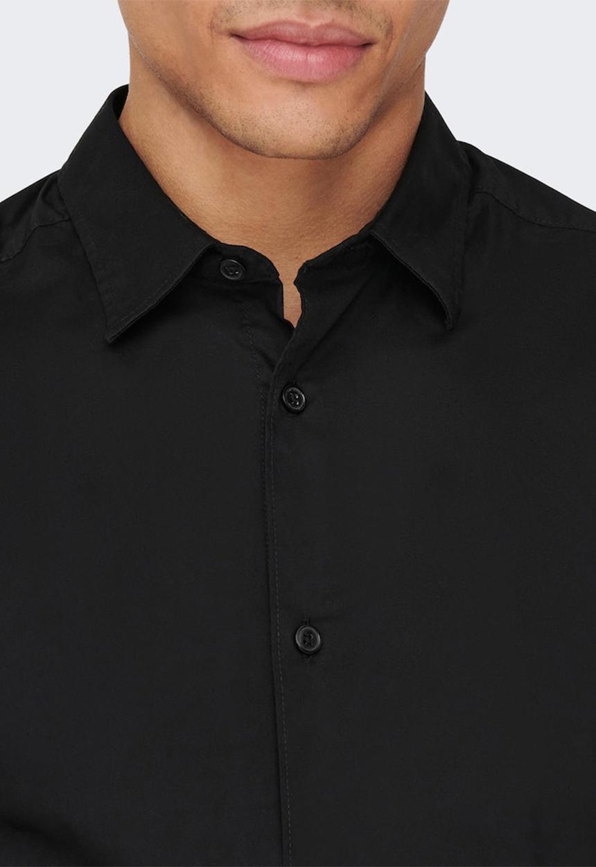 Only & Sons - Onsandy slim poplin shirt - black