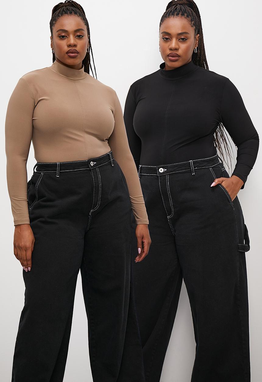 Blake - 2-Pack grown on neck bodysuit - stone & black