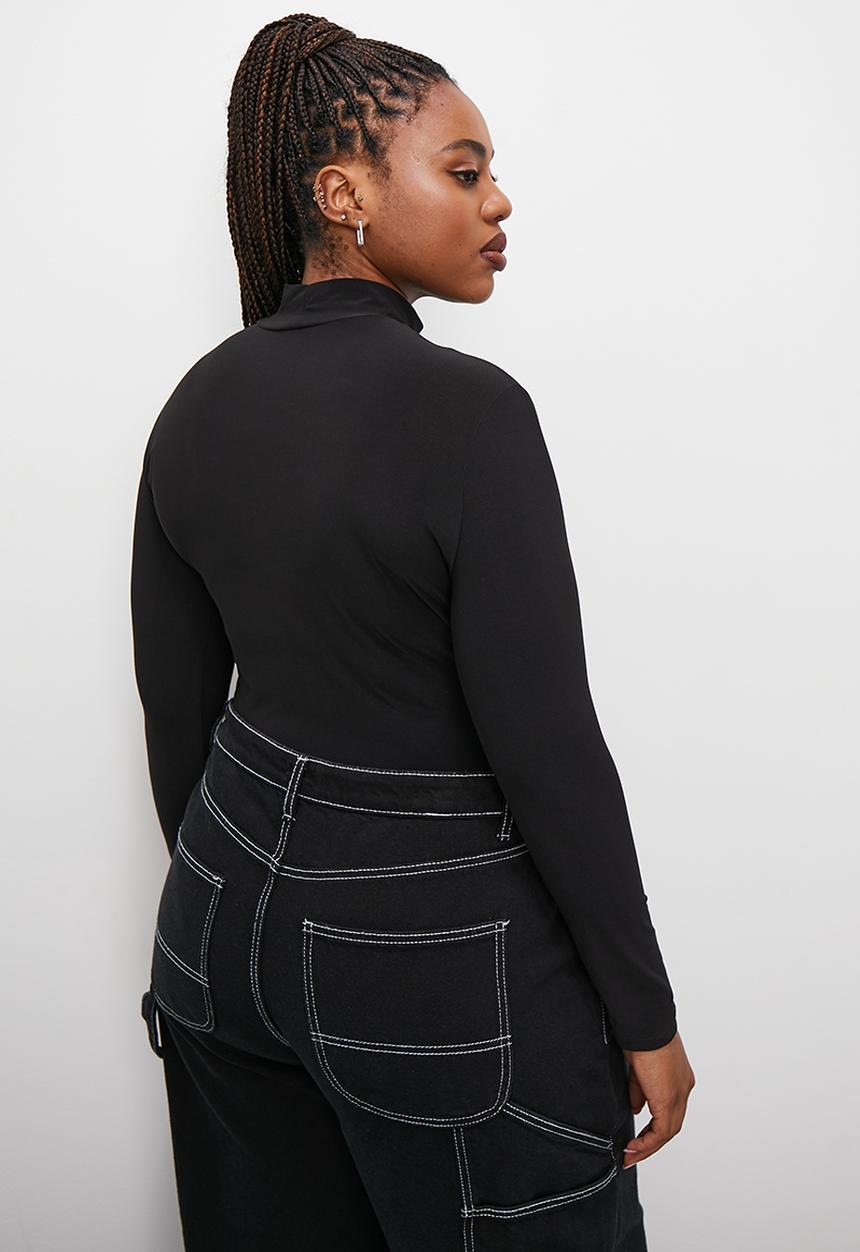 Blake - 2-Pack grown on neck bodysuit - stone & black