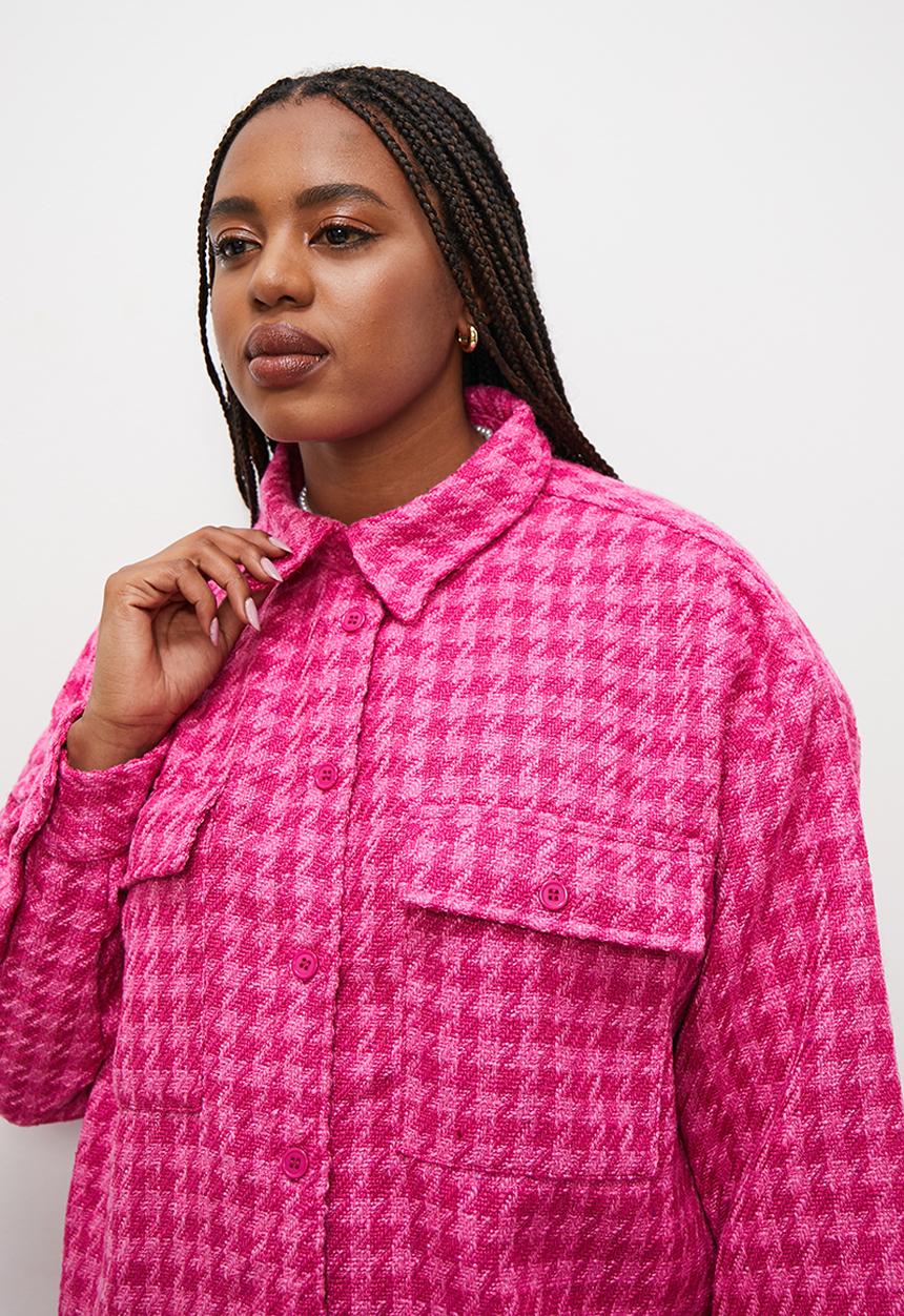 Superbalist - Tweed overshirt - cerise check