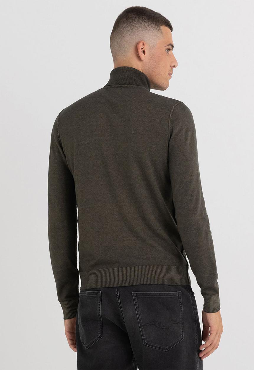 Replay - Turtleneck wool sweater - mud green