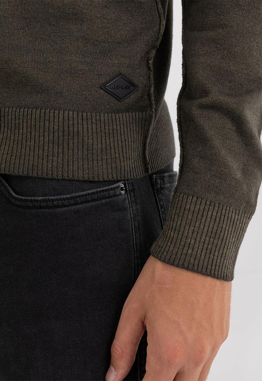 Replay - Turtleneck wool sweater - mud green