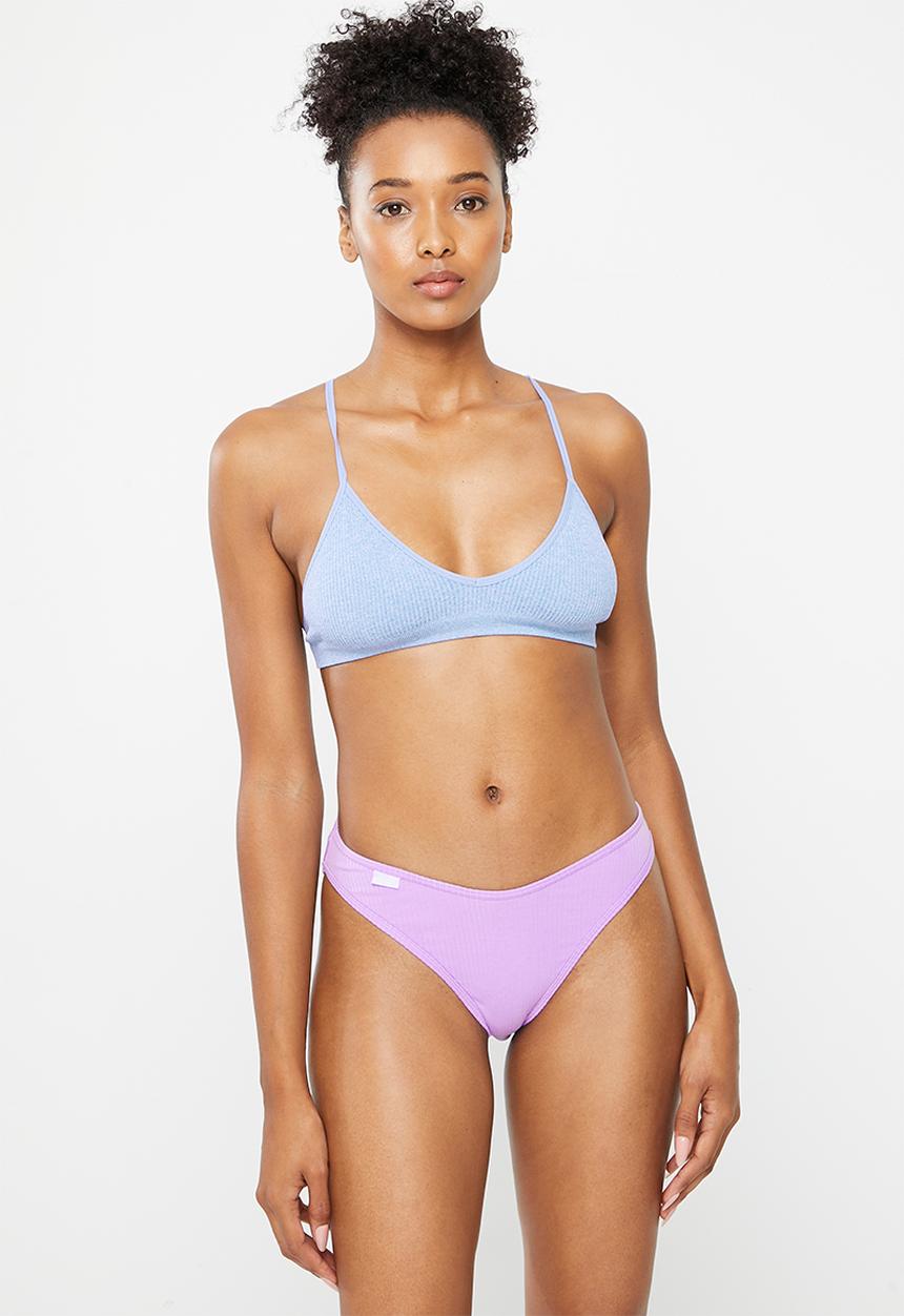 Cotton On - Organic cotton rib bikini brief - violet tint
