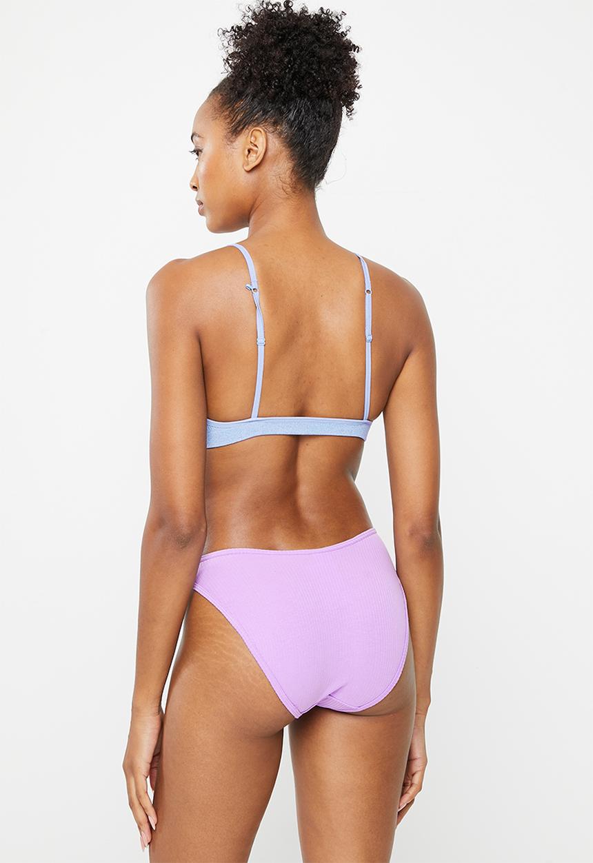 Cotton On - Organic cotton rib bikini brief - violet tint