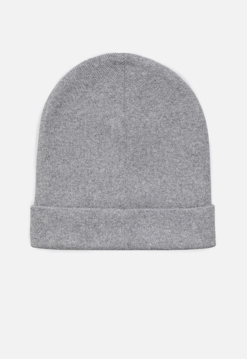 Replay - Cotton beanie with turn-up - grey melange