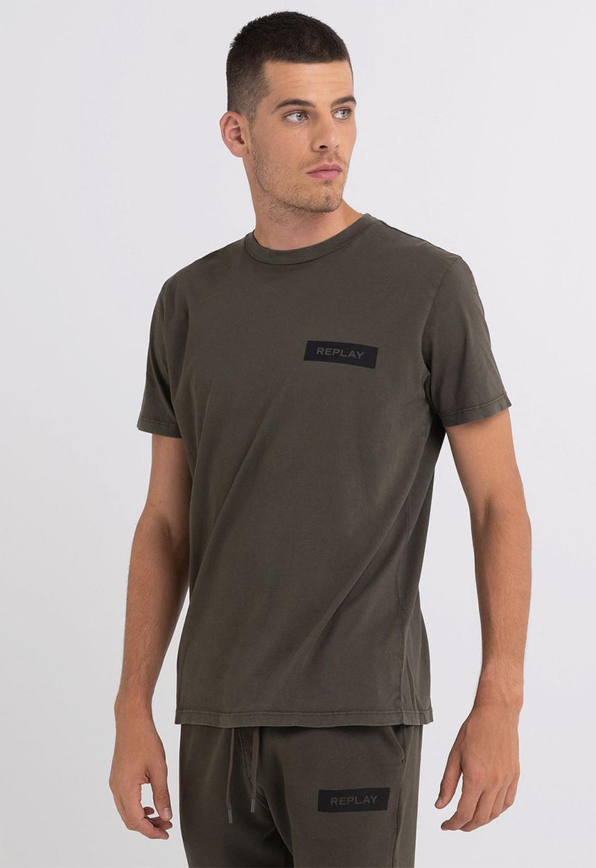 Replay - Crewneck T-shirt in organic cotton - military