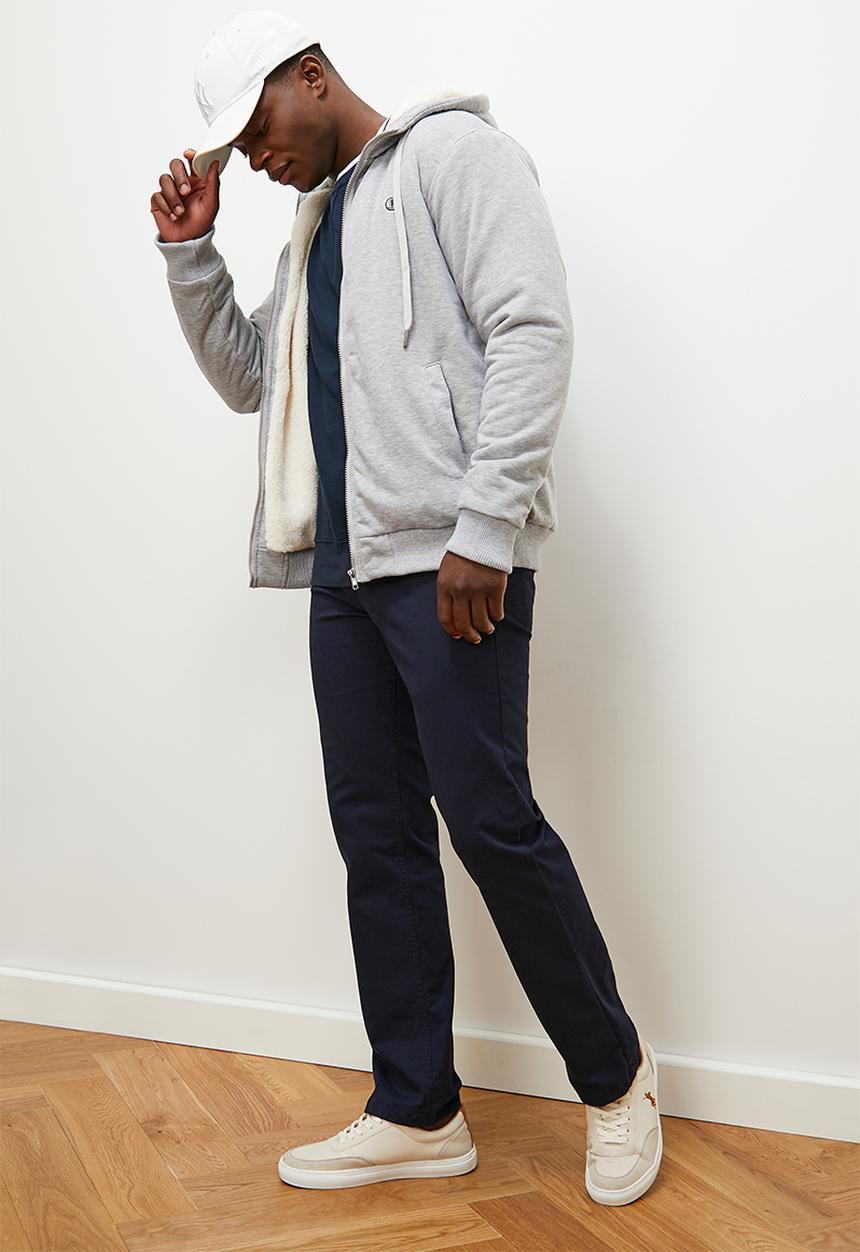 Lark & Crosse - Themba sherpa lined zip through hoodie - grey melange