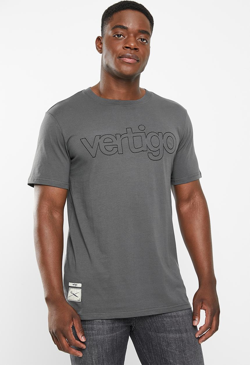Vertigo - Mens vertigo embroidered crew tee short sleeve - dark shadow