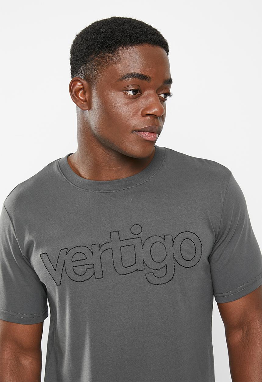 Vertigo - Mens vertigo embroidered crew tee short sleeve - dark shadow