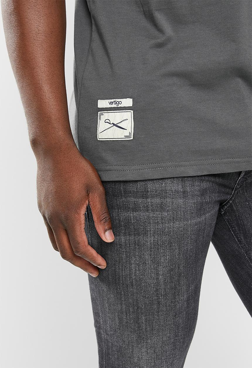 Vertigo - Mens vertigo embroidered crew tee short sleeve - dark shadow