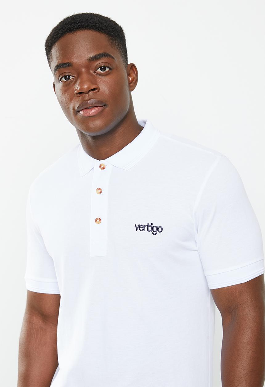 Vertigo - Mens vertigo flock golfer - white