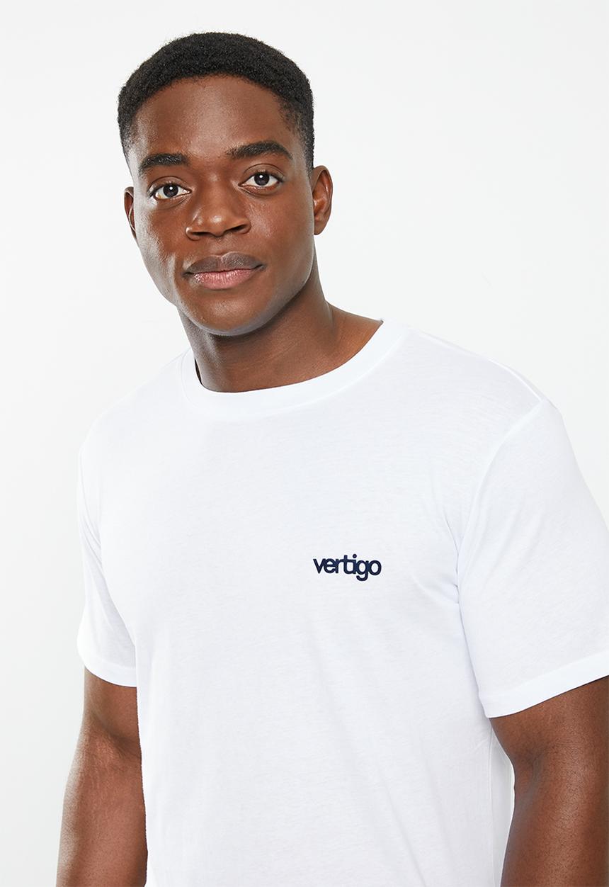Vertigo - Mens vertigo flock crew tee short sleeve - white
