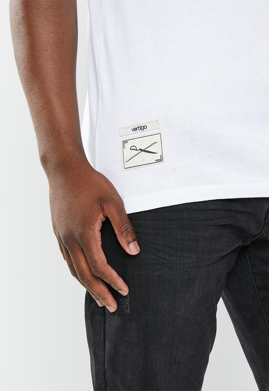 Vertigo - Mens vertigo flock crew tee short sleeve - white