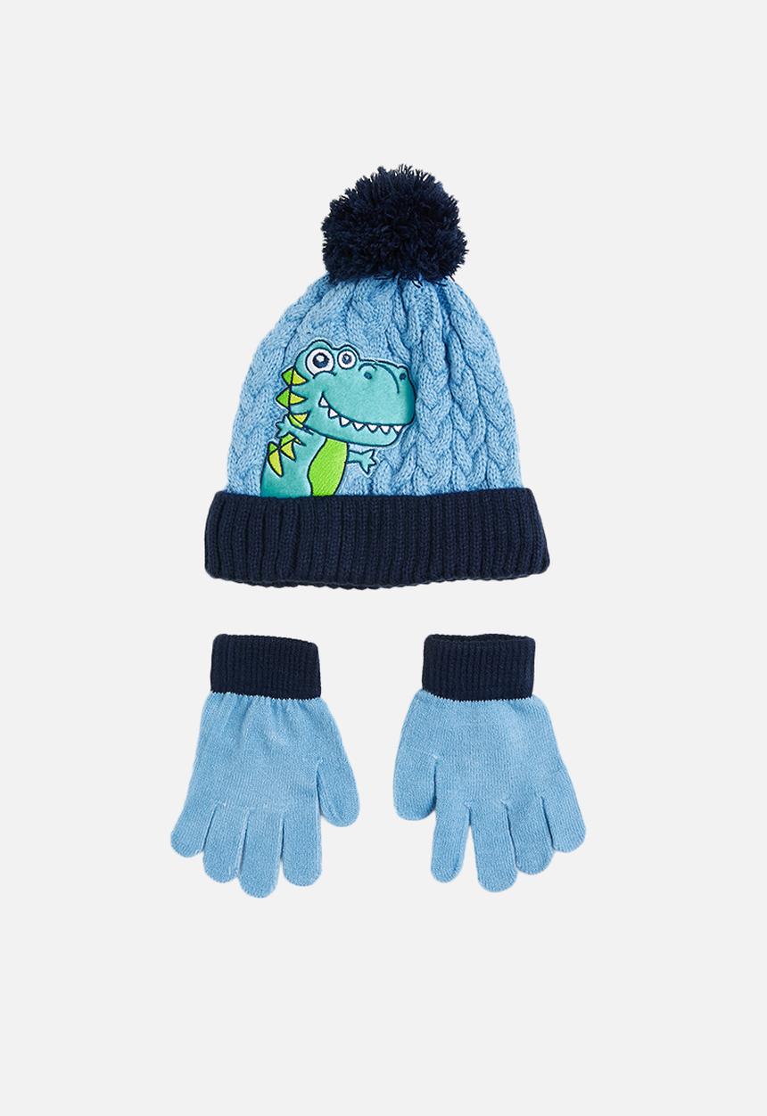 Character Group - 2 piece turn up beanie & glove set - dino-mite