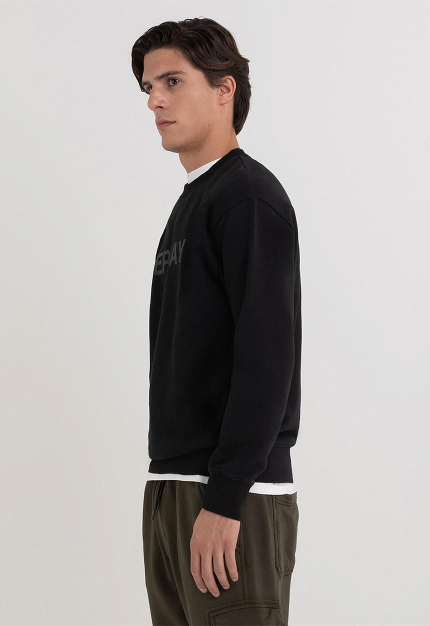 Replay - Organic cotton sweatshirt with print - black