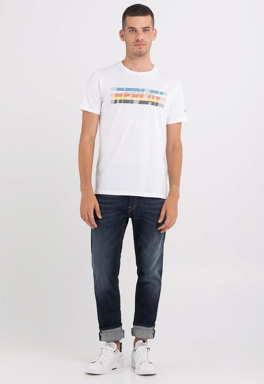 Replay - Jersey t-shirt with optical print - White