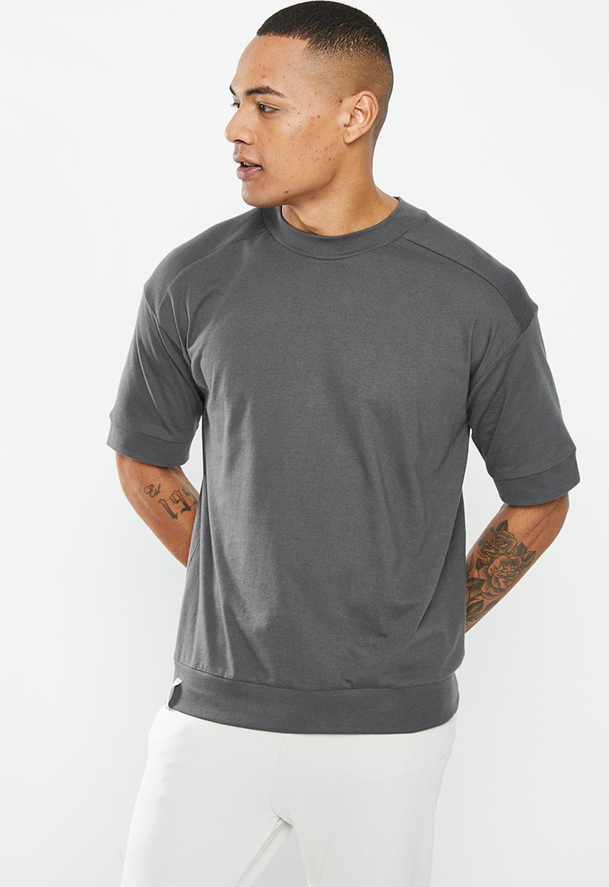 urban° - Mens urban printed oversized tee short sleeve - charcoal