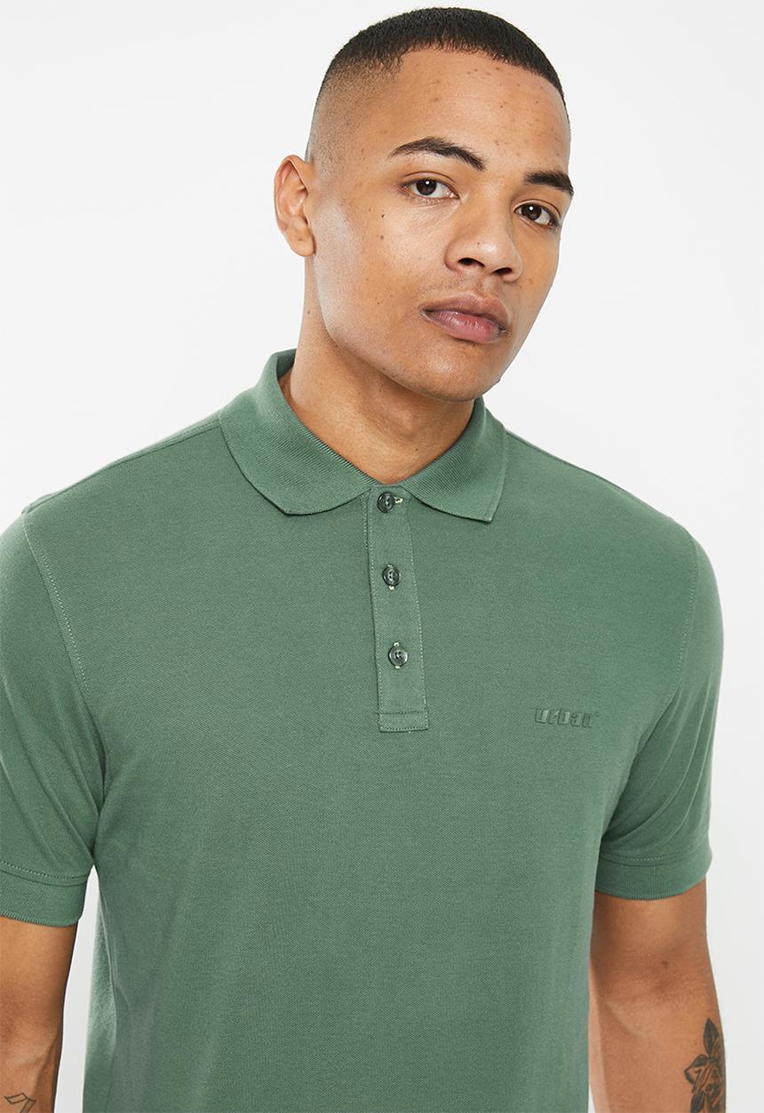 urban° - Mens urban core pique golfer - dark forest