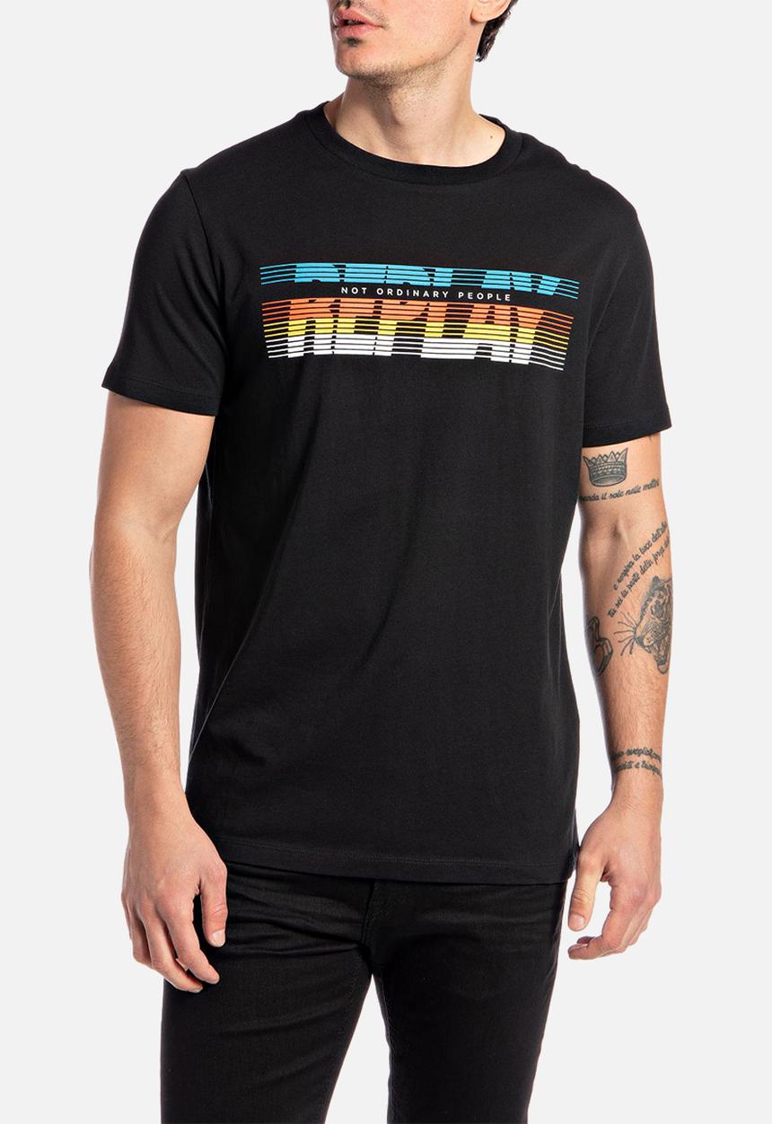 Replay - Jersey t-shirt with optical print - black