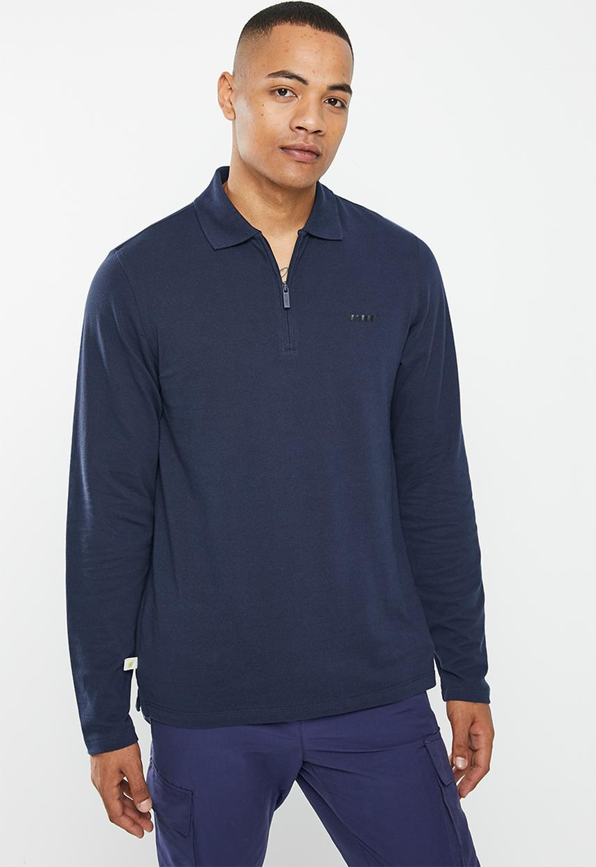 urban° - Mens urban core long sleeve golfer - navy