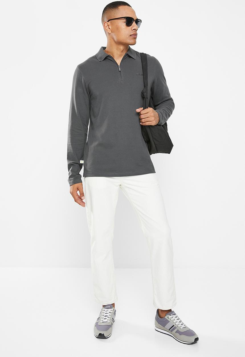 urban° - Mens urban core long sleeve golfer - charcoal