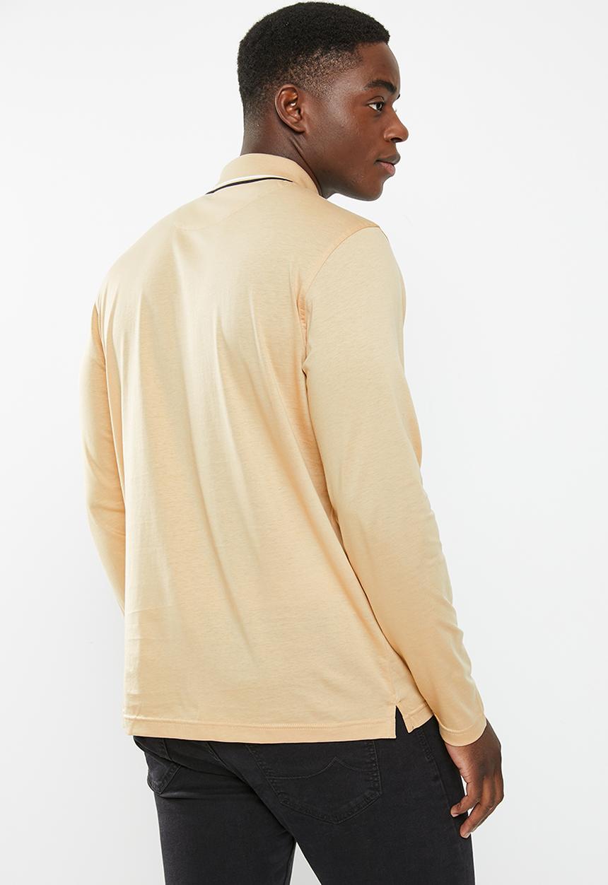 Pierre Cardin - Mercerised  200 long sleeve golfer - stone