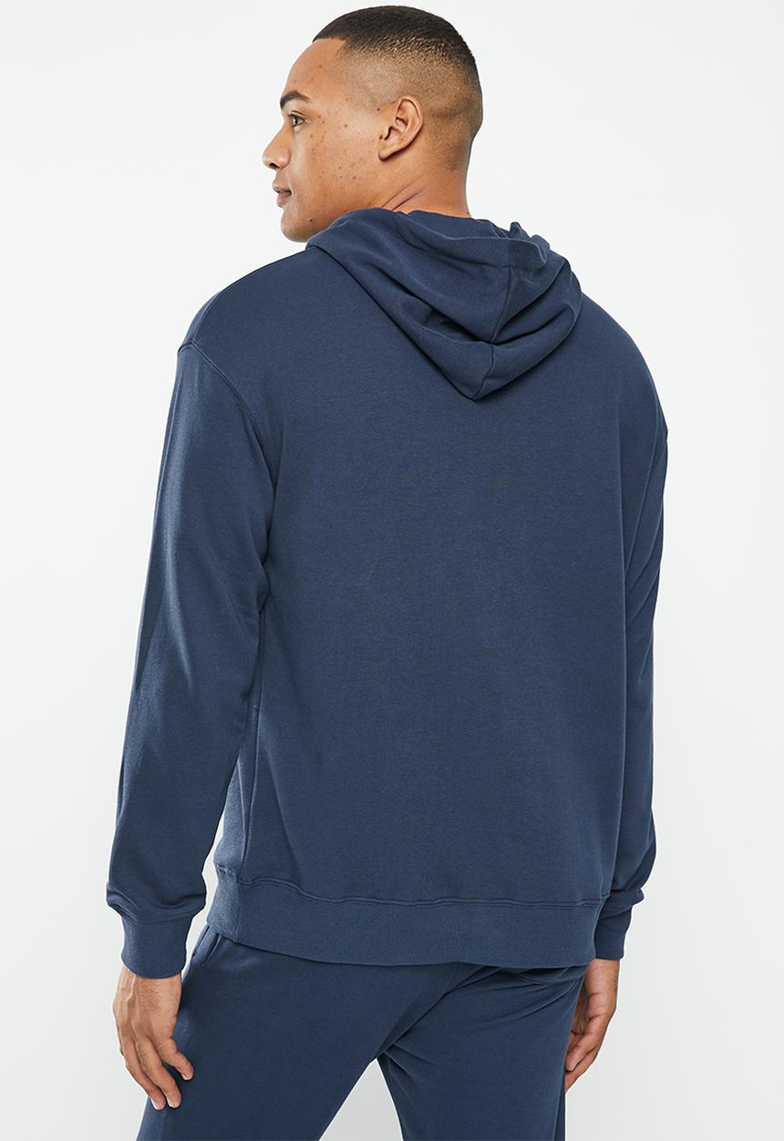 urban° - Mens urban core fleece sweat pull over hoodie - navy