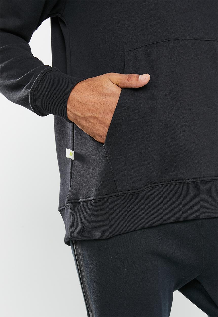 urban° - Mens urban core fleece sweat pull over hoodie - black