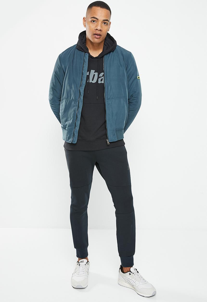 urban° - Mens urban core fleece sweat pull over hoodie - black