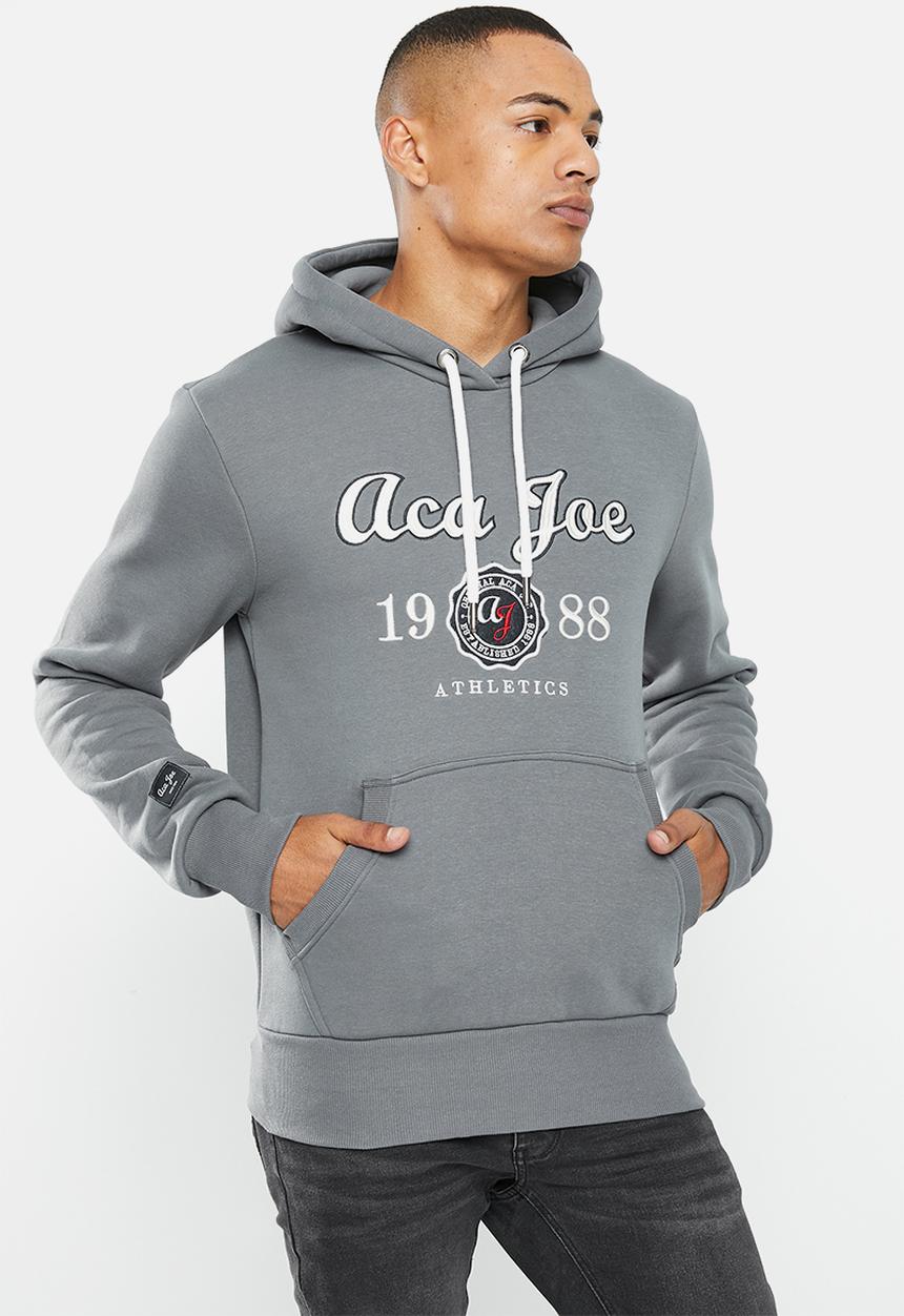 Aca Joe - Mens aca joe brushed fleece pull over hoody - dark grey