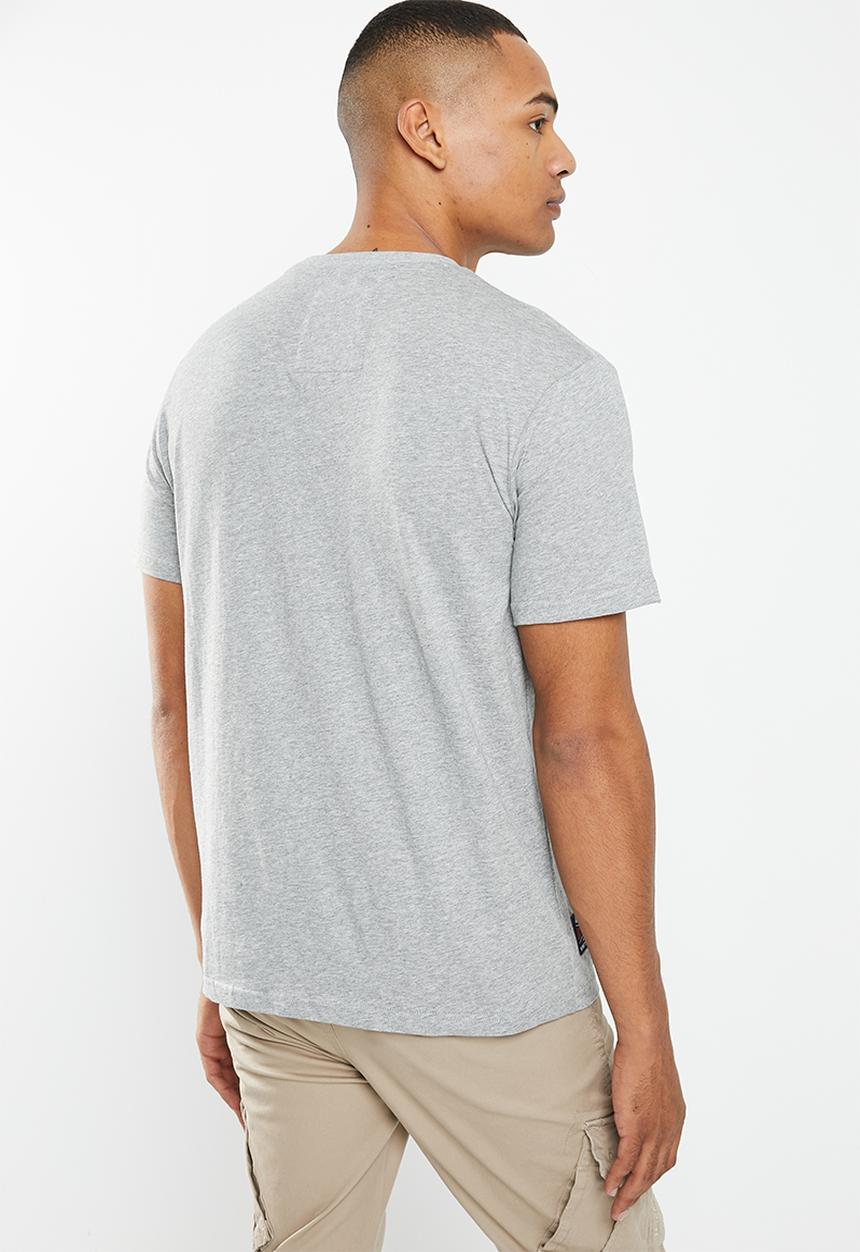 Aca Joe - Mens embroidered crew tee short sleeve - grey melange