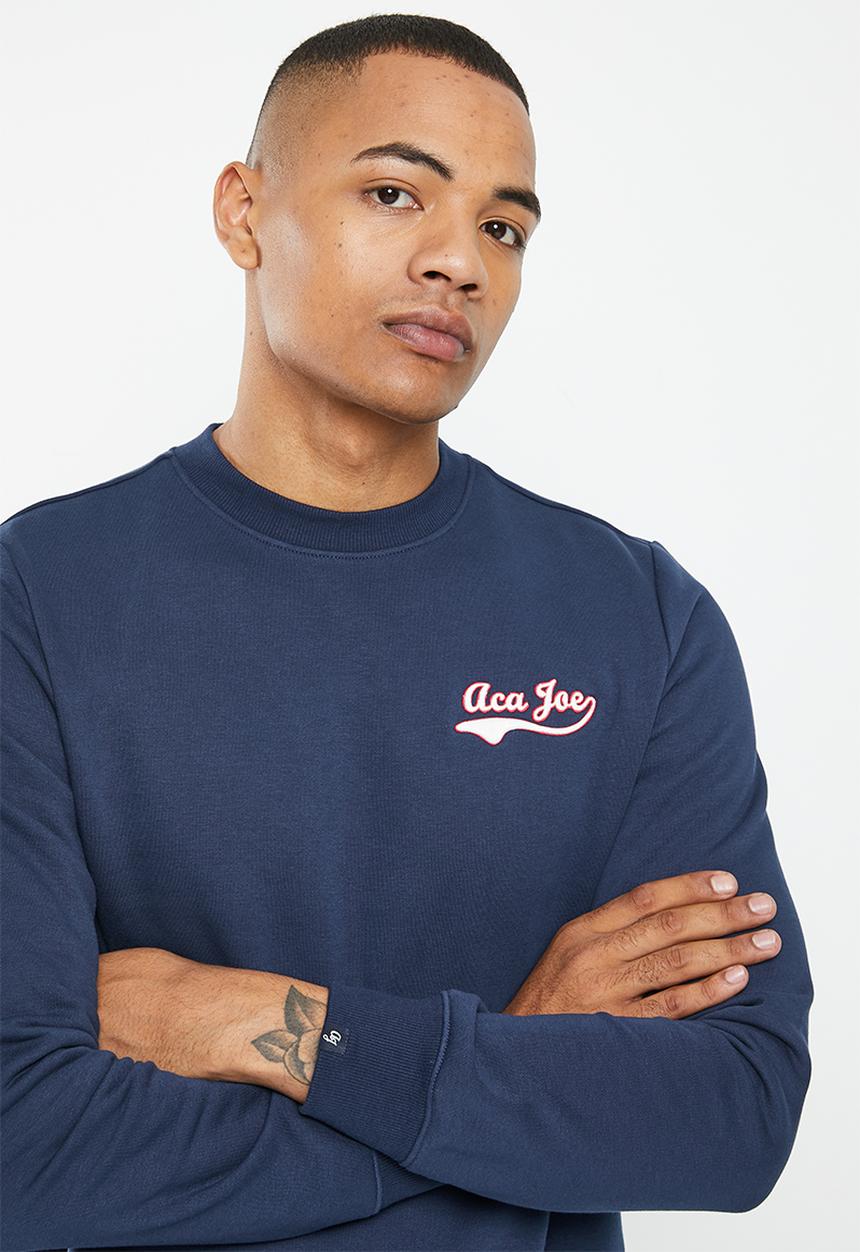 Aca Joe - Mens aca joe logo pull over sweater - dress blue
