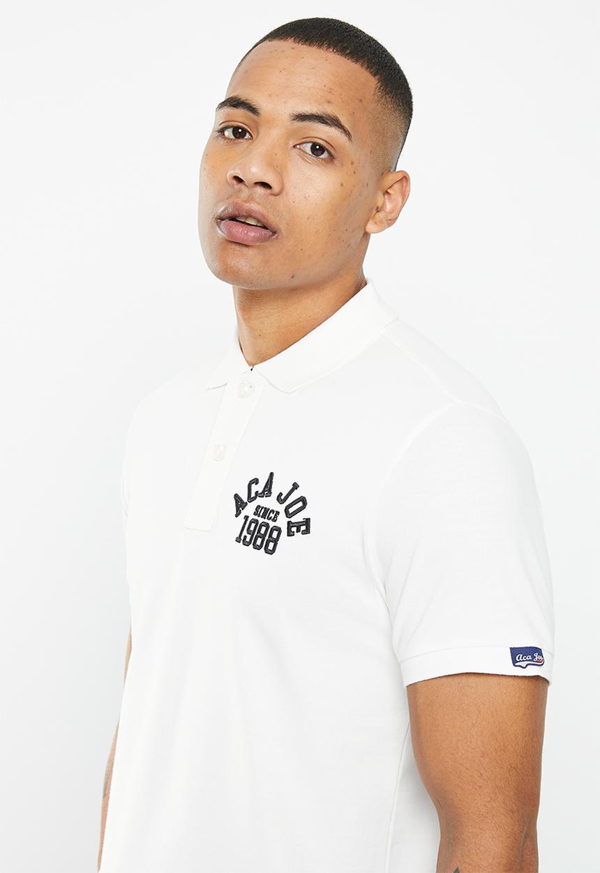 Aca Joe - Mens aca joe big embroidered golfer - white