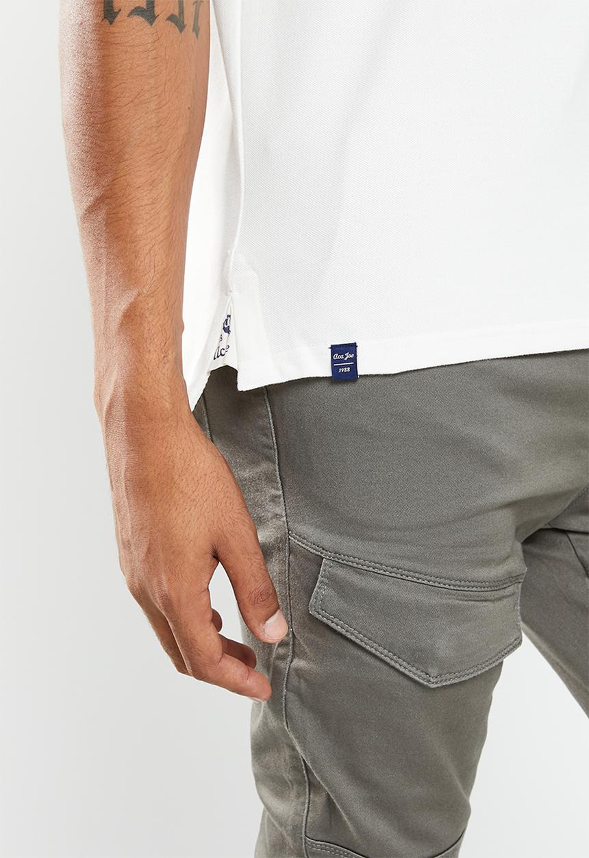 Aca Joe - Mens aca joe big embroidered golfer - white