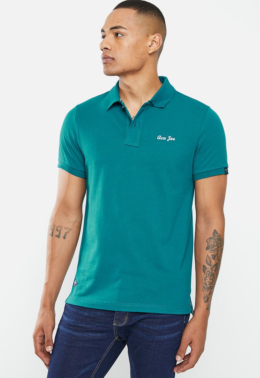 Aca Joe - Mens aca joe logo embroidered golfer plain - teal