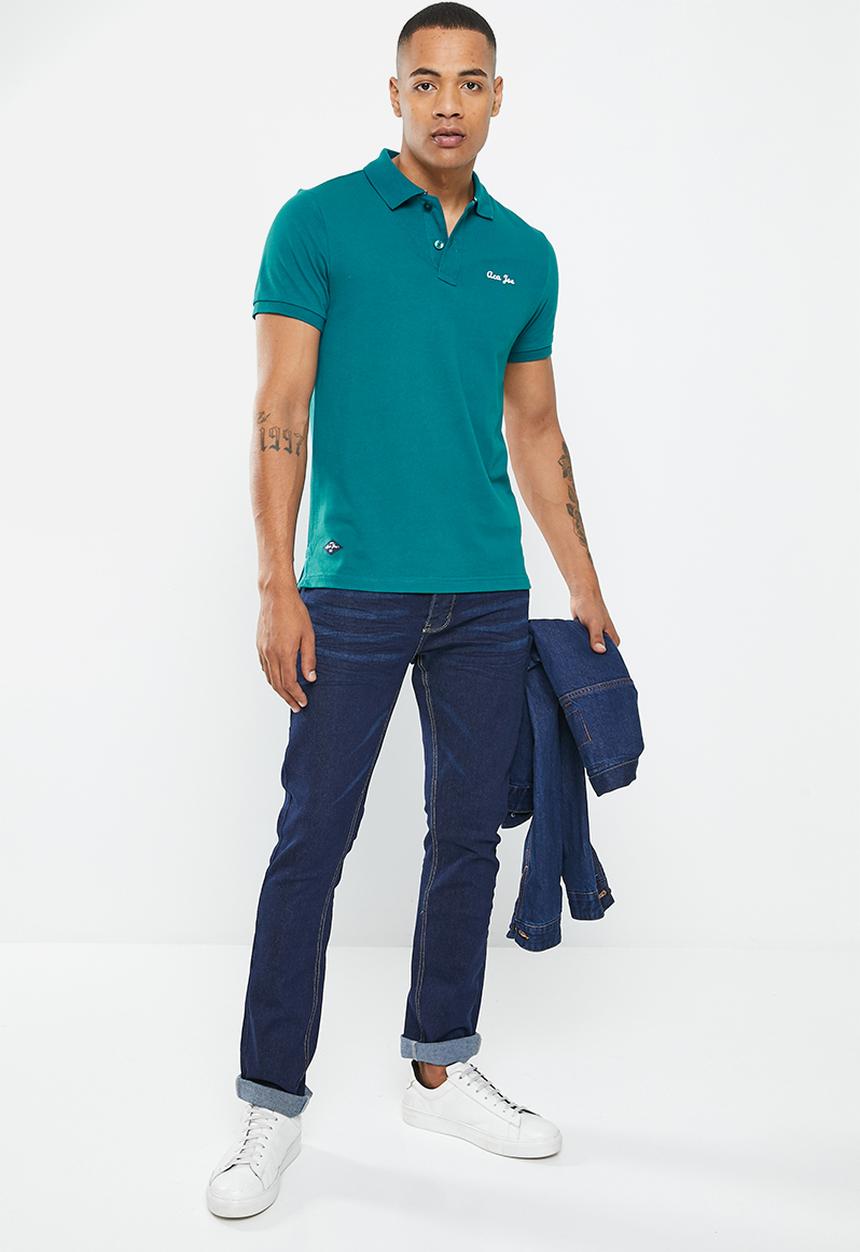 Aca Joe - Mens aca joe logo embroidered golfer plain - teal