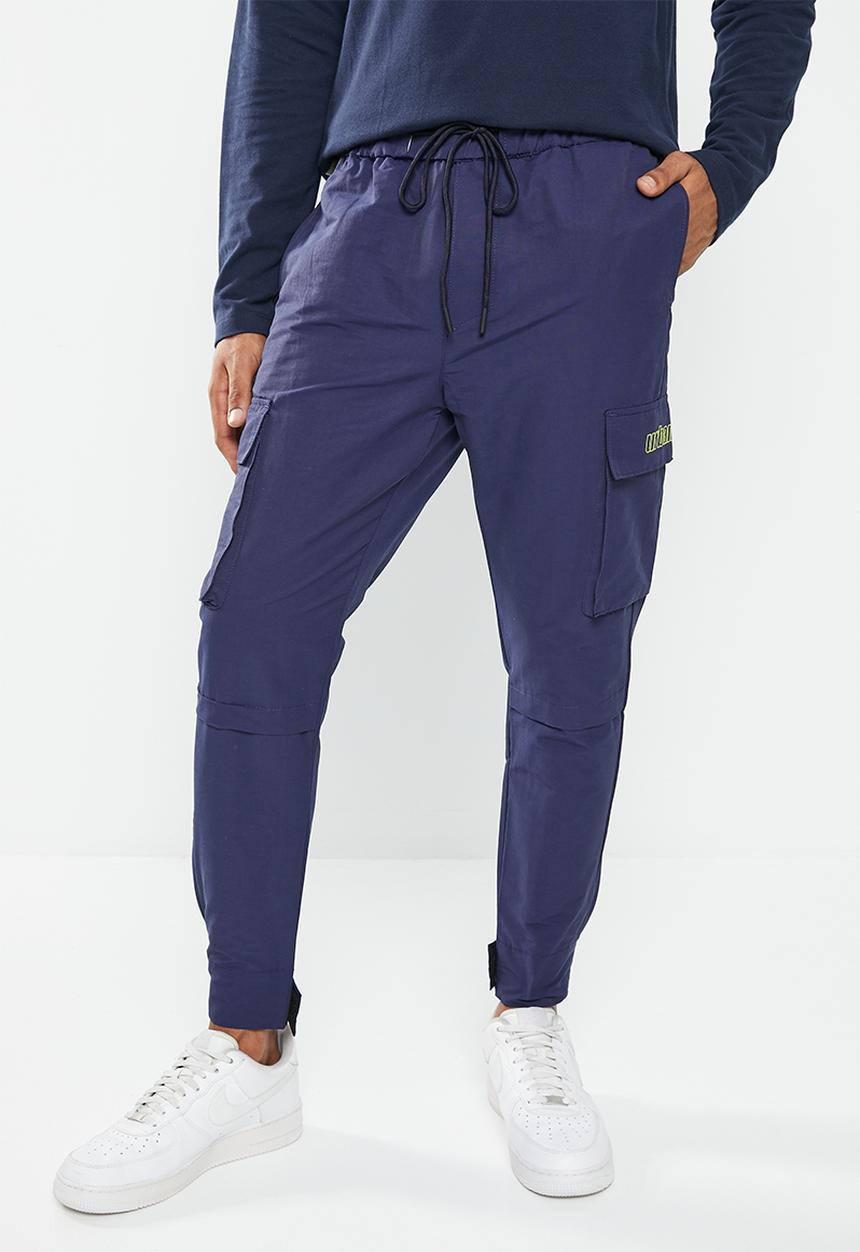 urban° - Mens urban nylon cargo pants - navy