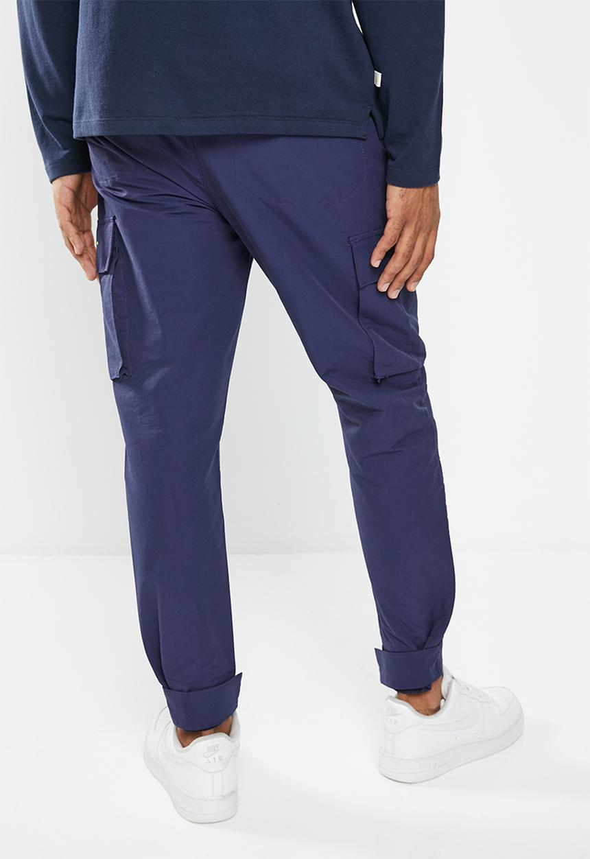 urban° - Mens urban nylon cargo pants - navy