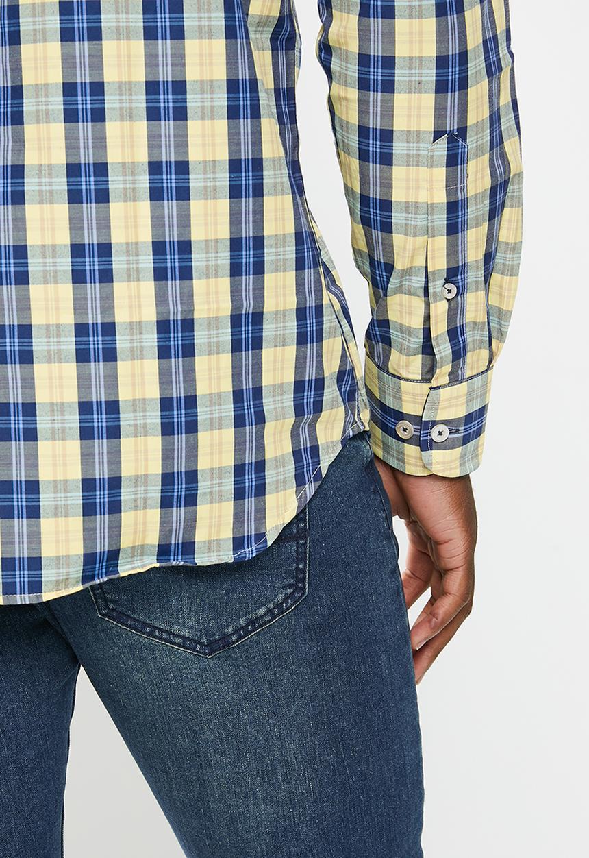 Pierre Cardin - Pc176  checked formal shirt - stone 
