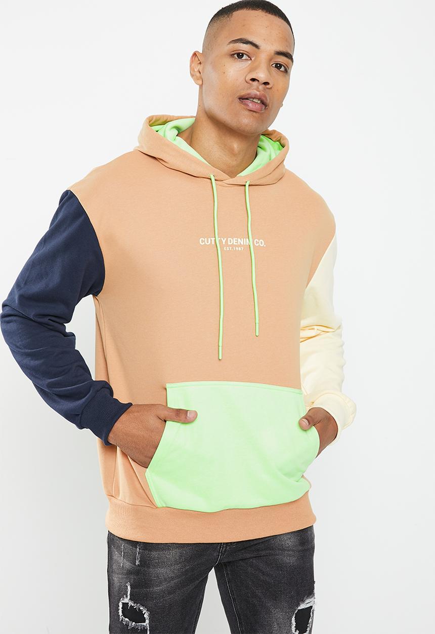 Cutty - Luca hooded block  sweatshirt - taupe