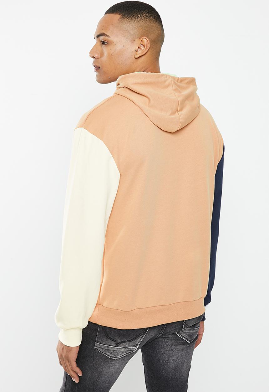Cutty - Luca hooded block  sweatshirt - taupe