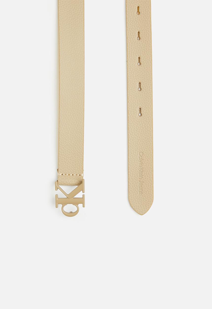 Calvin Klein - Mono hardware leather belt 25mm - travertine