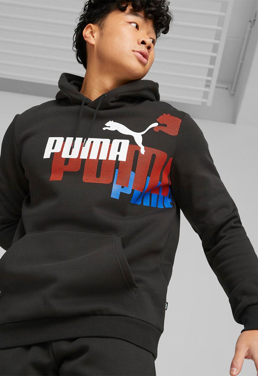 PUMA - Ess+ logo power hoodie fl - puma black-warm earth