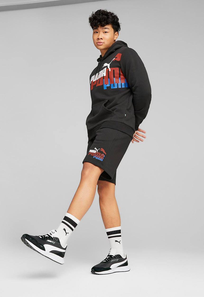 PUMA - Ess+ logo power hoodie fl - puma black-warm earth
