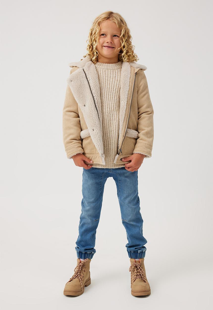Cotton On - Biker Sherpa Jacket - Semolina