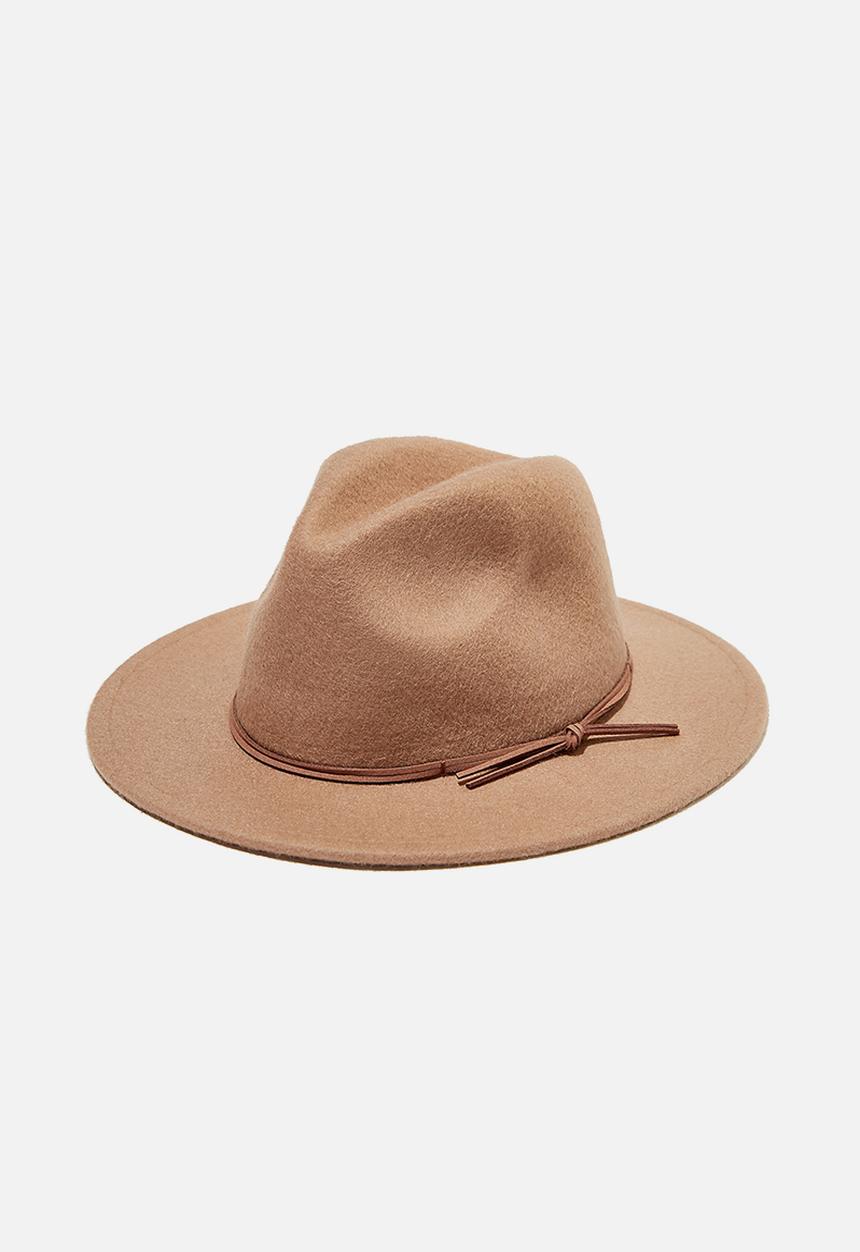 Cotton On - Kids wide brim hat - taupy brown/ties