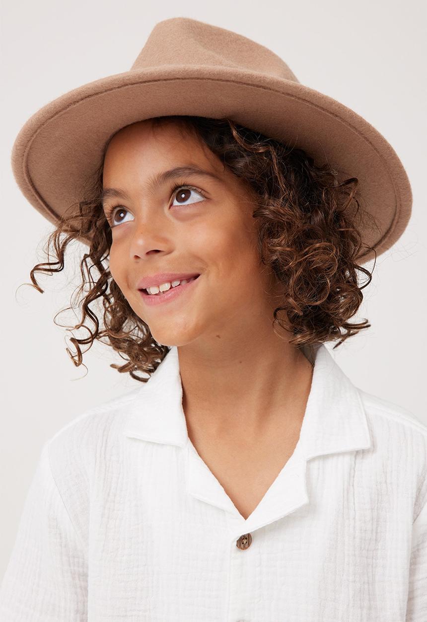 Cotton On - Kids wide brim hat - taupy brown/ties