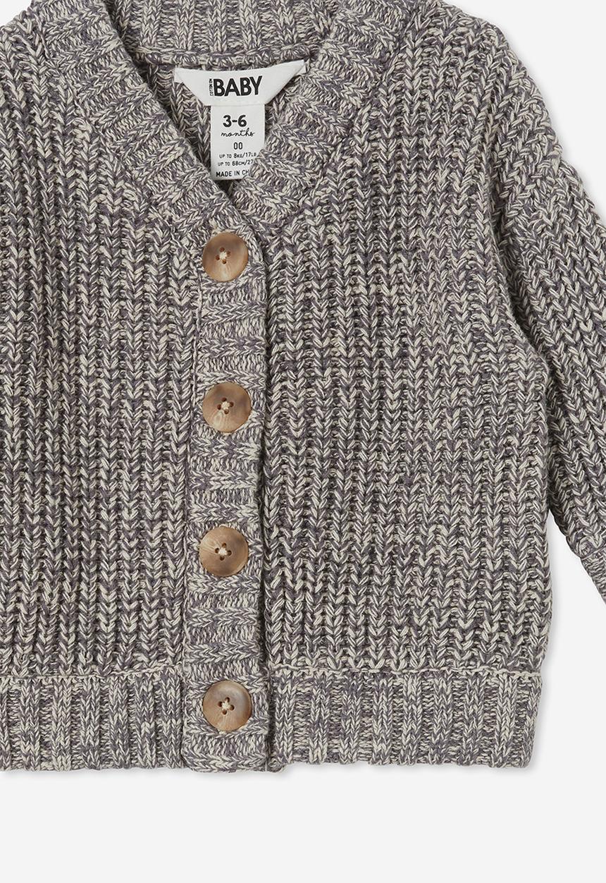 Cotton On - Connie drop shoulder cardigan - rabbit grey multi yarn